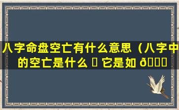 八字命盘空亡有什么意思（八字中的空亡是什么 ☘ 它是如 🐅 何查询出来的）